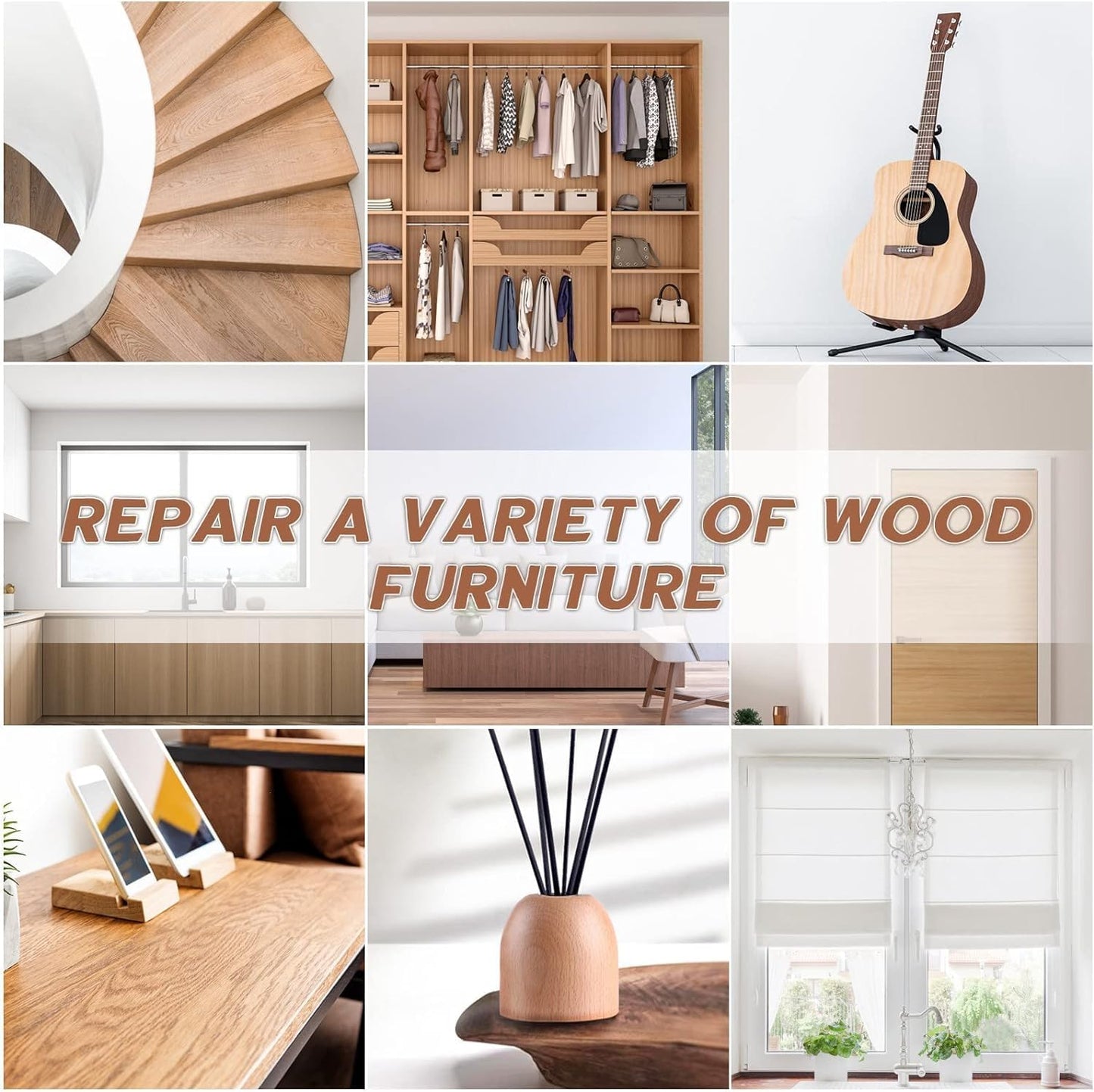 DEWEL Wood Furniture Repair Kit, Upgrade Wood Filler, Furniture Touch Up Markers with Wax Sticks, 42 Pcs Floor Touch Up kit for Scratches, Cracks, Hole, Laminate, Table, Bedposts
