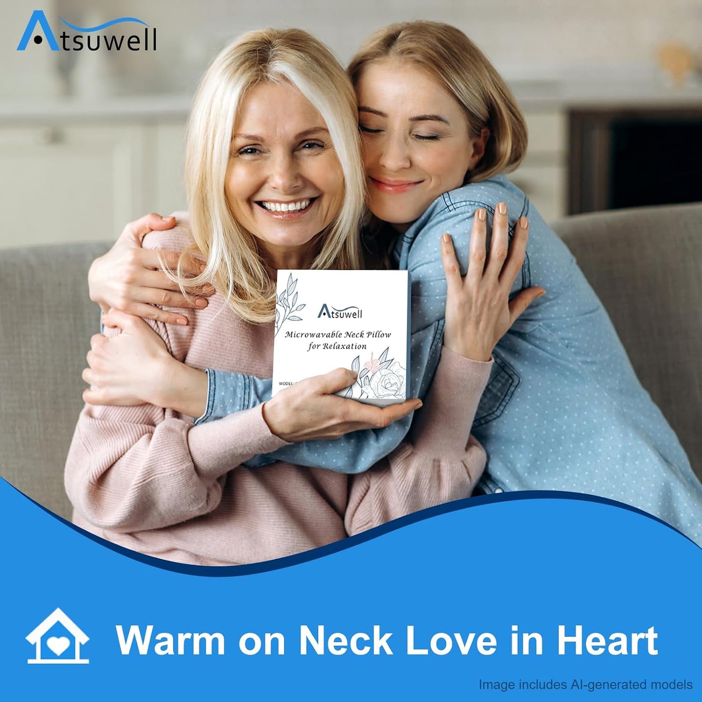 Microwaveable Neck Warmer, Heated Neck Pillow for Stress Relief | Neck Tension Relief, Flaxseed & Cotton Filling, Moist Heat Therapy, Hands-free Wrap, Ideal for Office, Travel Relaxation