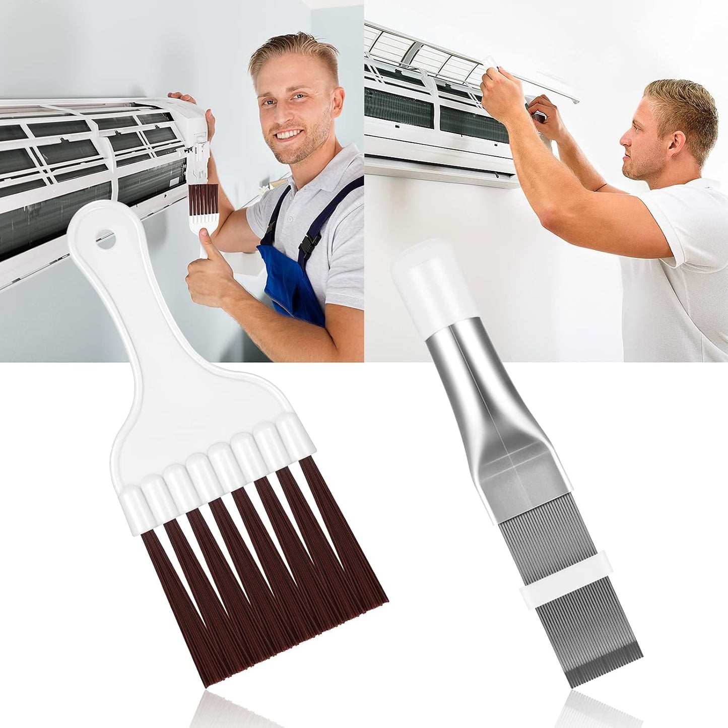 Boao 2 Pieces Air Conditioner Condenser Fin Comb and Fin Cleaning Brush | Air Conditioner Coil Cleaner, Refrigerator Coil Cleaning Whisk Brush, Evaporator Radiator Repair Tool