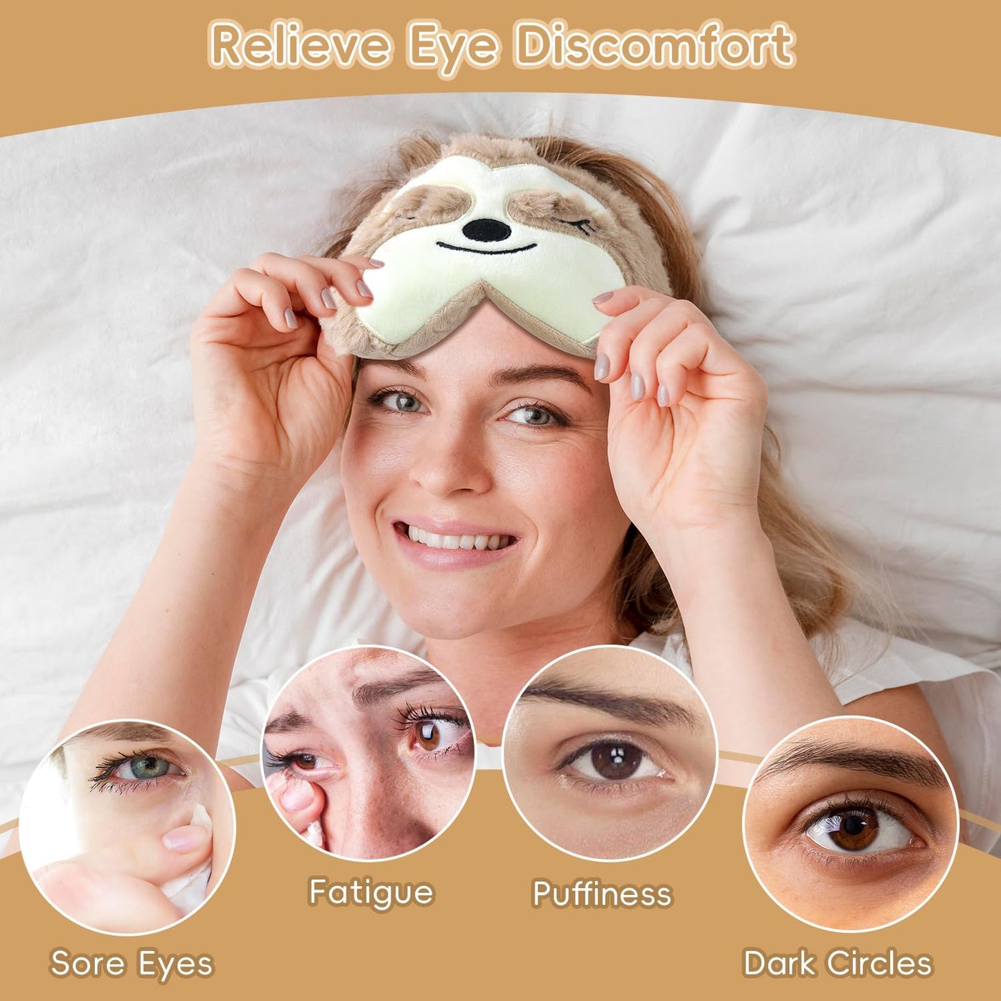 my novel things Microwave Heating Pad with Heated Eye Mask Compress Moist for Relieve Fatigue Period Cramps Uscented Microwavable Heating Pad Cute Bear for Women Birthday Christmas Gifts