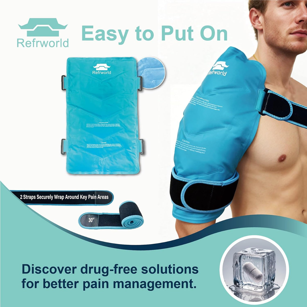 XXL Long-Lasting Cold Ice Pack Wrap for Full Back Pain Relief——Reusable Gel Ice Pack for Shoulder,Hip,Thigh&Calf——21"x13" Robin's Egg Blue