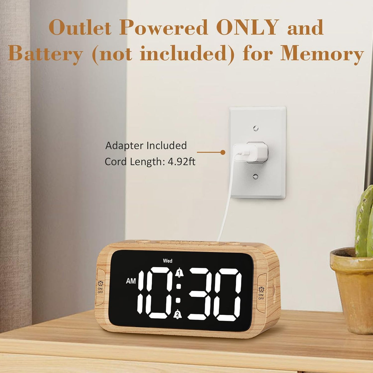 Odokee Digital Dual Alarm Clock for Bedroom with 0-100% Dimmable Display
