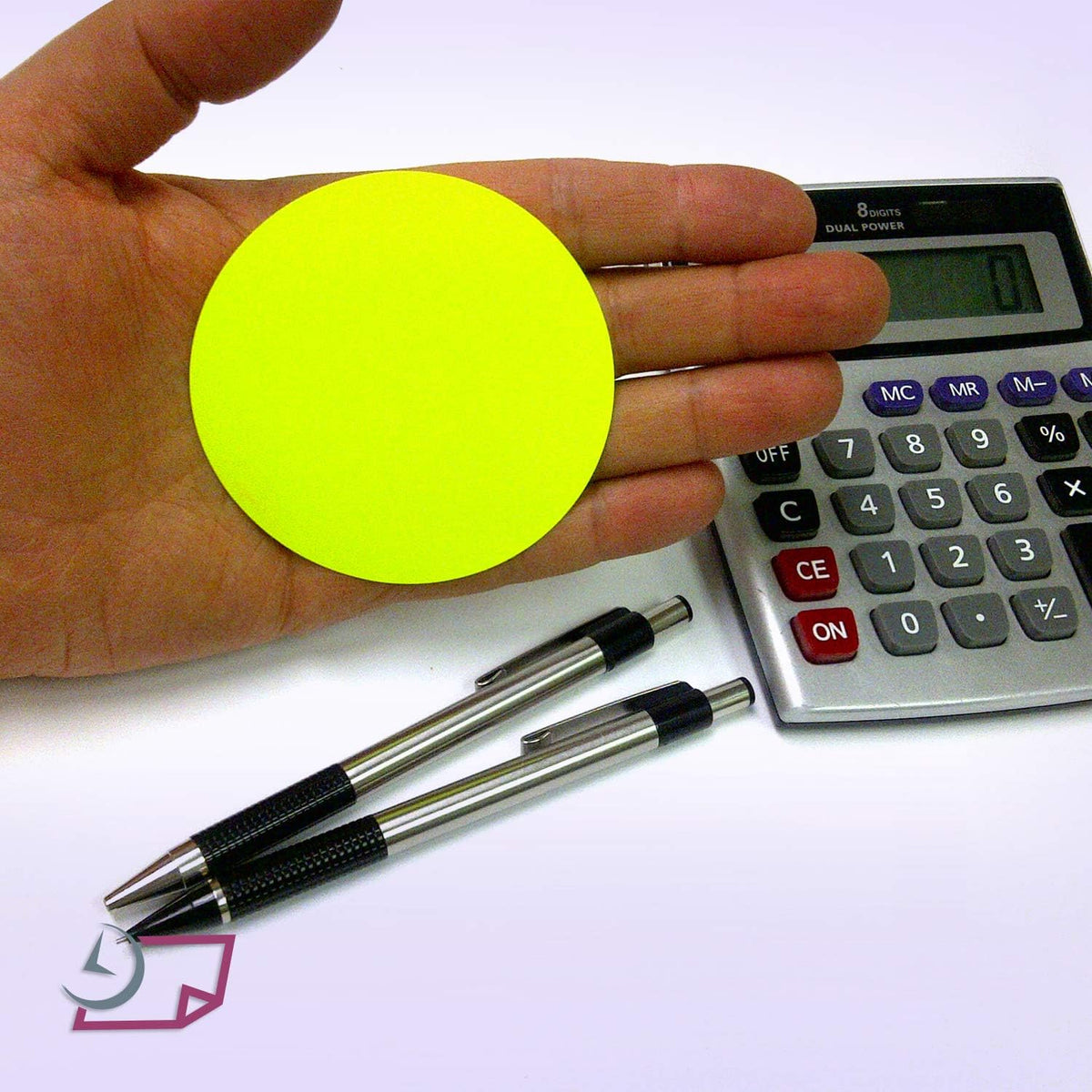 Blank Color Coding Stickers, Writable Surface – 500 Permanent Labels per Roll (Yellow Fluorescent, 1.5" Circle)