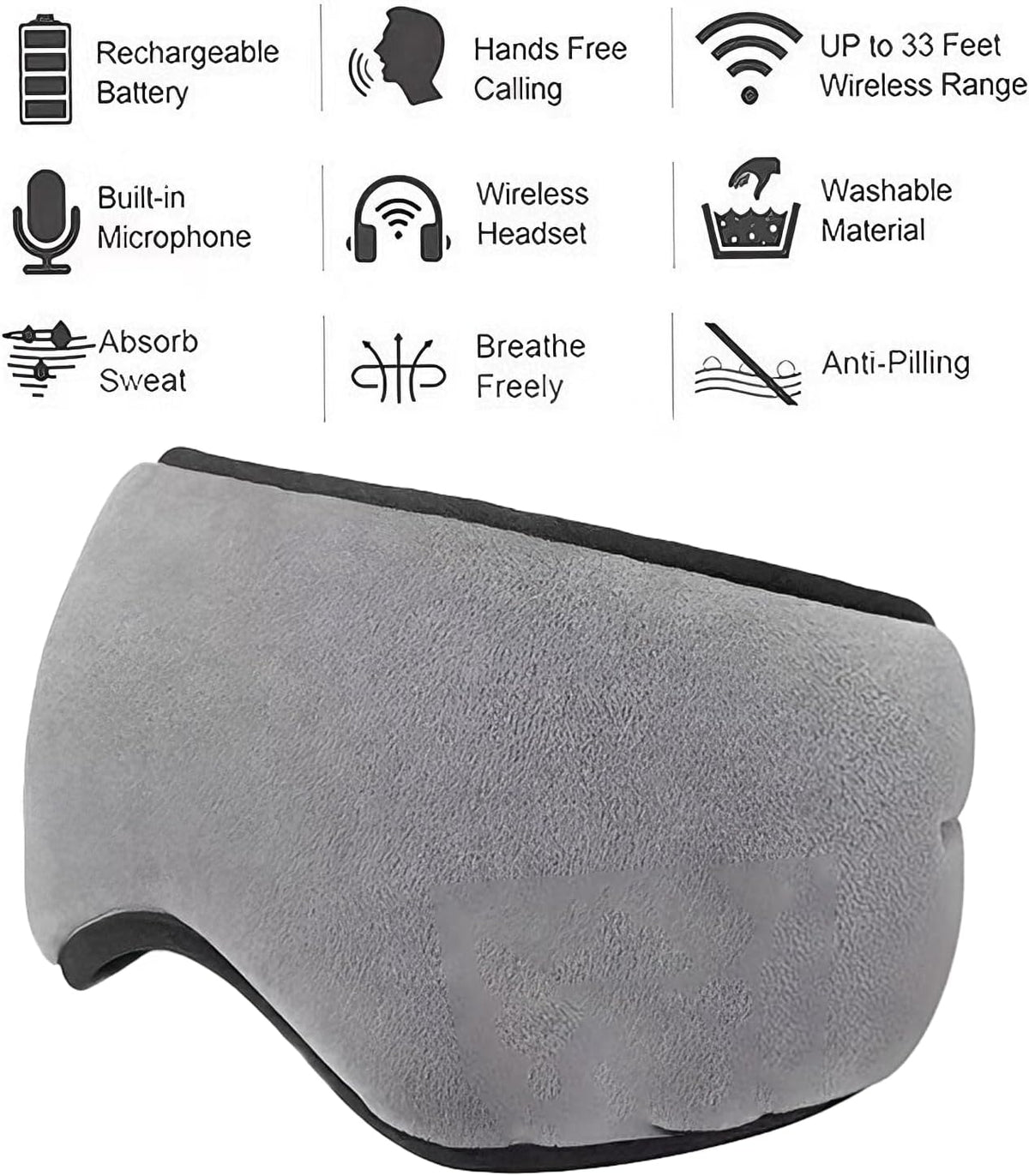 Wireless Bluetooth Sports Headband Headphones Ultra-Thin HD Stereo Perfect for Sleeping Workout Jogging Yoga Insomnia Grey Air Travel Meditation