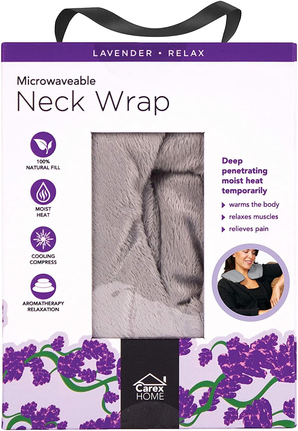 Carex Neck Warmer Microwavable Heating Pad, Lavender Scented - Neck Wrap Microwavable Heating Pad for Neck and Shoulders, Heating Pad Neck Wrap, Lavender Heating Pad