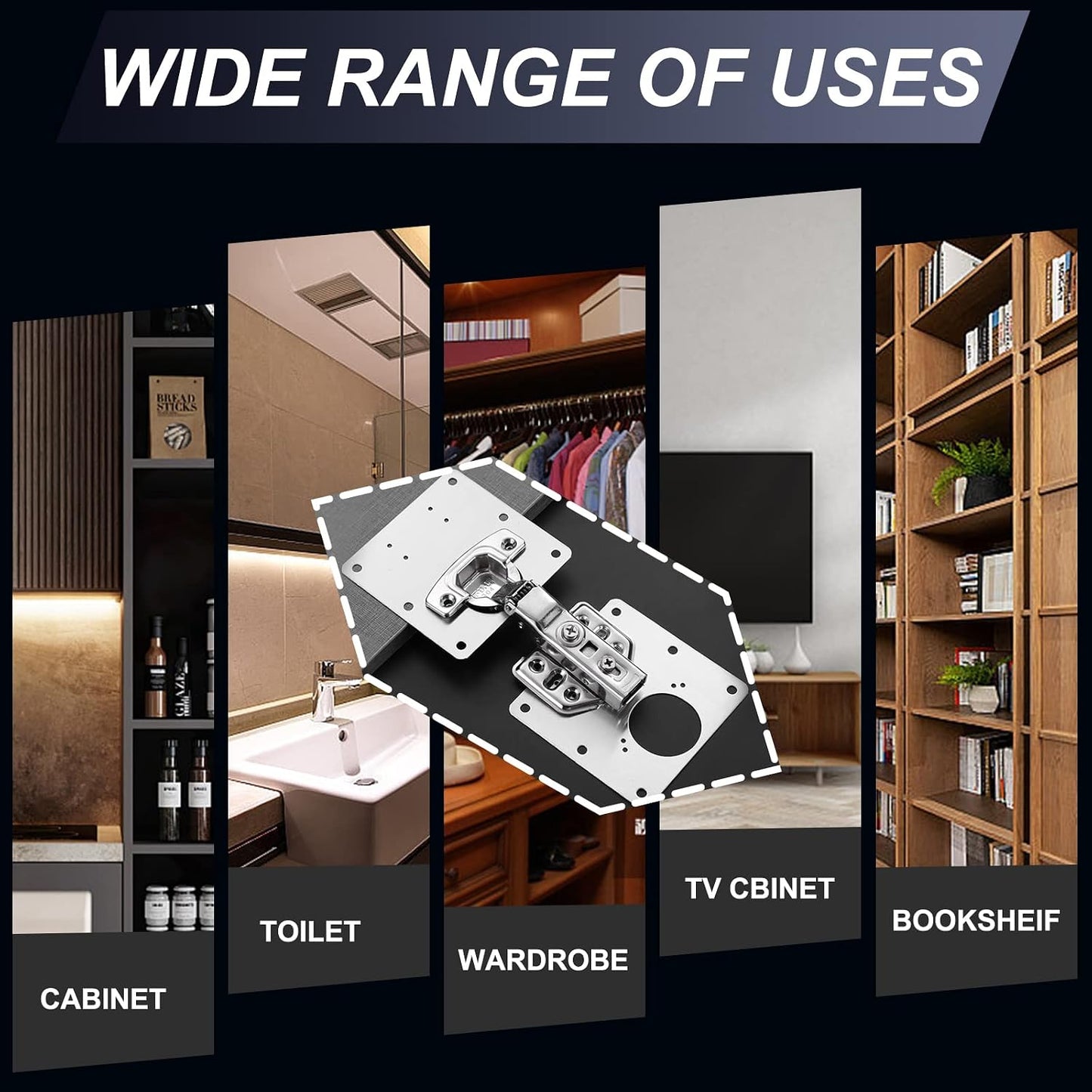 Cabinet Door Hinge Repair Plates, Hinge Repair Fixing Plates Brackets | 6 Pack Metal Cabinet Hinge Repair Replacement Kit, Hinges Repair Fixing Plates Kitchen Cupboard Door Cabinet Large Universal