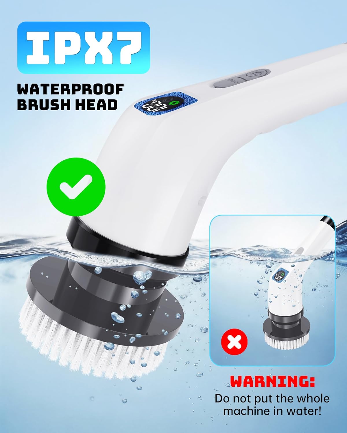 Electric Spin Scrubber for Bathroom | Shower Cleaner Brush with Long Handle