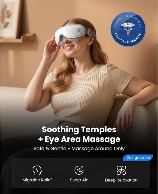 BOB AND BRAD Eye Massager with Heat FSA Eligible HSA, Birthday Gifts for Women Mom Wife Girlfriend, Eye Massager for Migraine, Heated Eye Mask for Dry Eyes Head Tension and Stress Relief