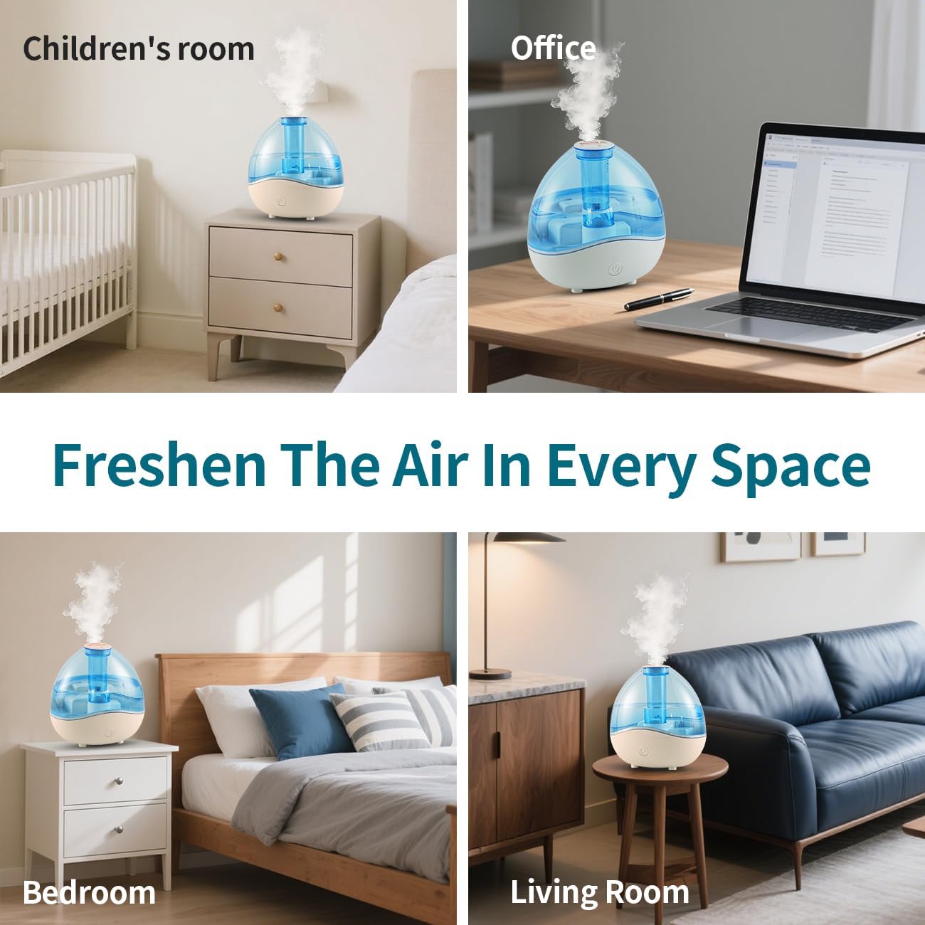 Humidifiers for Bedroom 1.5L | Cool Mist, Quiet, For Home