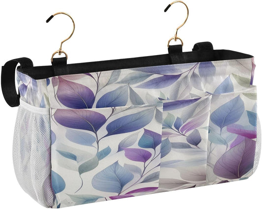Bedside Caddy Hanging Storage Bag Dancing Leaves Bedside Organizer Caddy for Bunk, Dorm Room, Hospital Beds - Place Magazines / Remotes / Keys