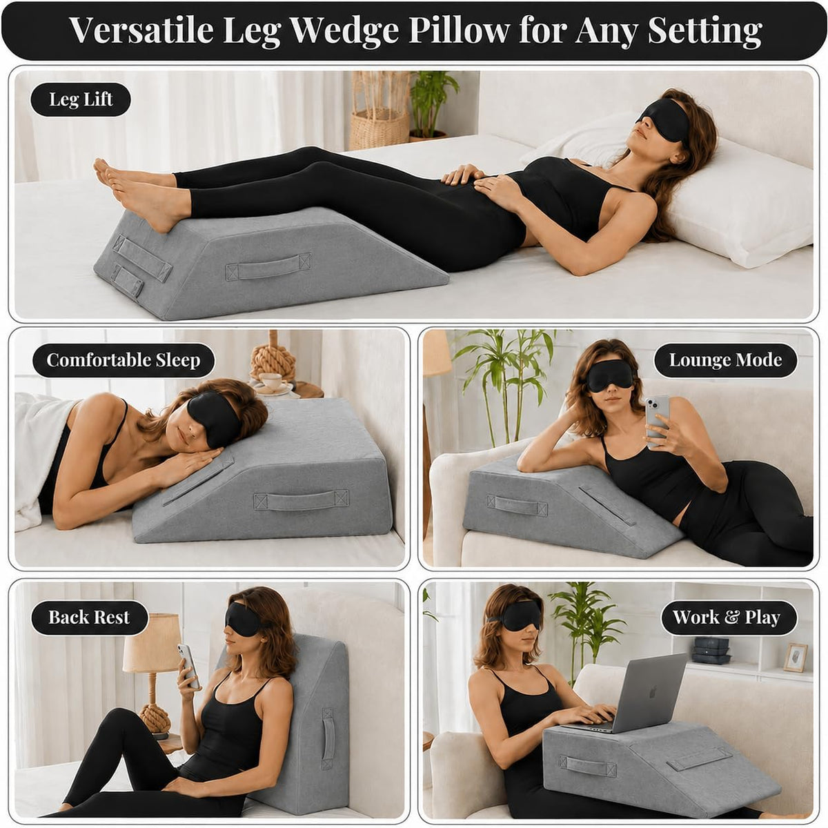 Leg Elevation Pillow for Sleeping, Adjustable Leg Pillow with Memory Foam, Wedge Pillow for Legs to Reduce Swelling, Sciatica, Knee, Hip & Back Pain Relief, Post Surgery Recovery