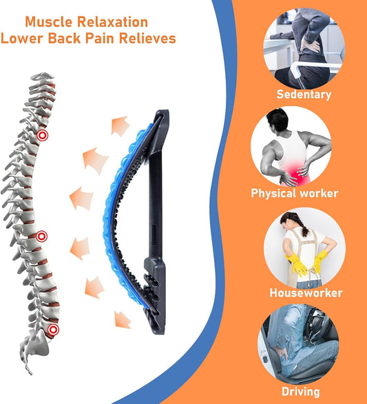 Back Stretcher for Lower Back Pain Relief - 4 Level Adjustable Spine Decompression & Cracking Device, Lumbar Support for Sciatica, Scoliosis and Posture Correction (Orange)