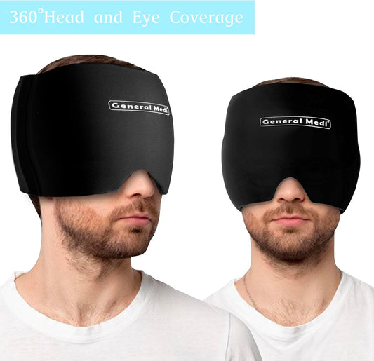 General Medi Headache & Migraine Ice Wrap Cap, Cold Therapy Migraine Relief Hat, Headache Ice Hat Cold Compress, Great for Puffy Eyes, Tension, Sinus & Stress Relief (Blue)