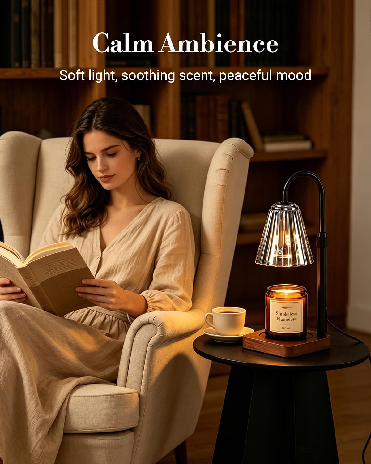 Vintage Candle Warmer Lamp with Timer Dimmer, Adjustable Height | Vintage farmhouse style with 2 bulbs, adjustable height, timer and dimmer for flameless fragrance in bedroom or home gifts