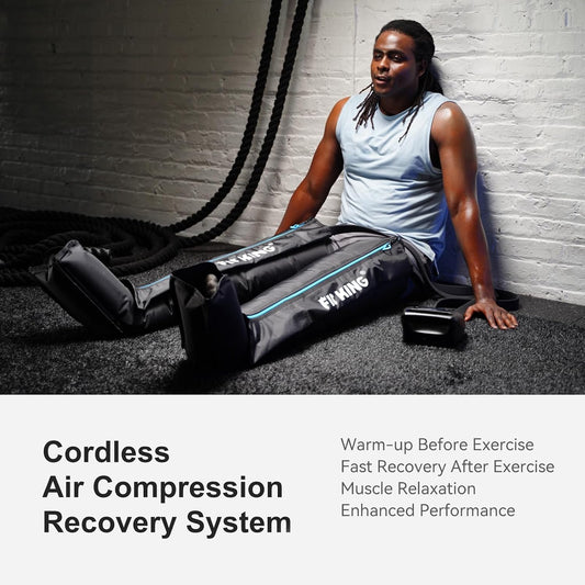 FIT KING Air Compression Recovery System, Cordless Full Leg Massager | Dynamic Pressure, Massage Zone Customizable, Fast Recovery for Athletes, FSA-HSA (Medium)