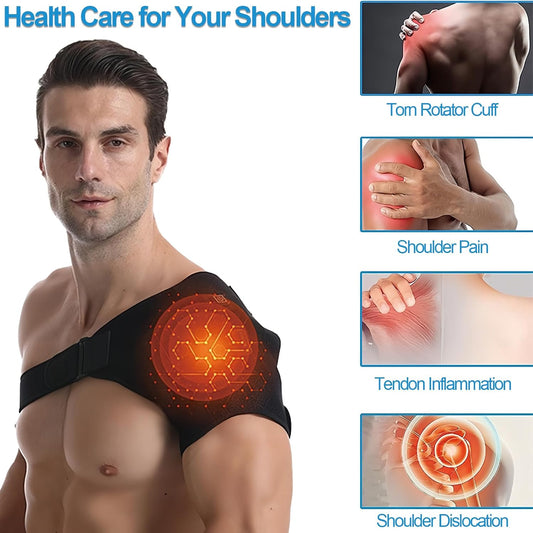 Shoulder Heating Pad with 3 Heat Levels - Adjustable Shoulder Brace for Men & Women, Powered by DC Power Sources (e.g., Power Banks)