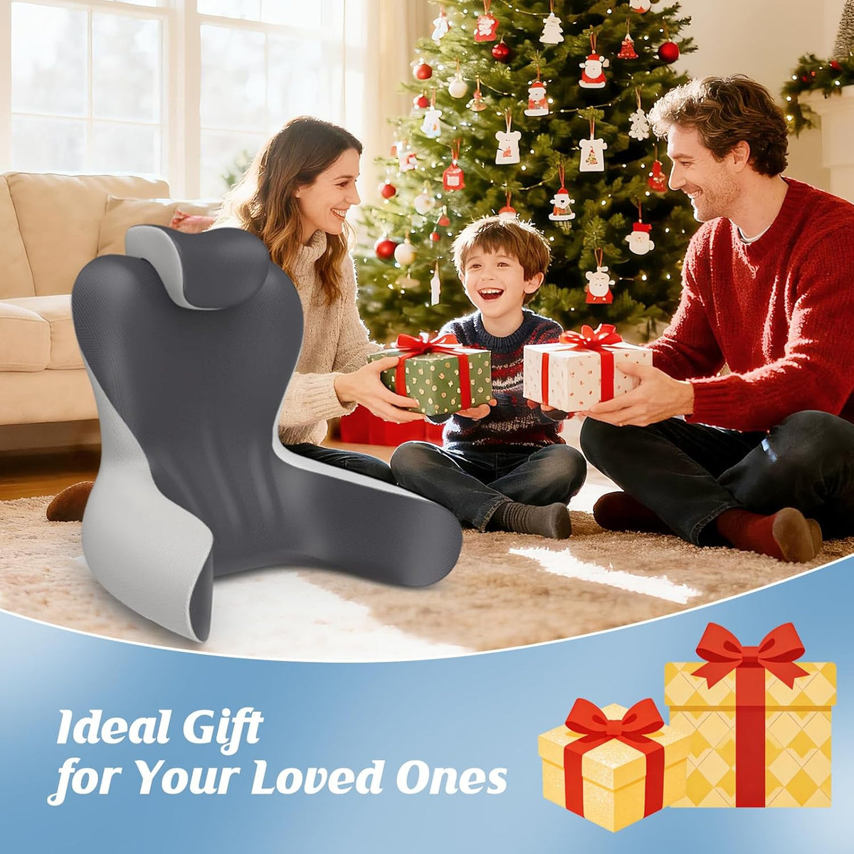 22" XL Reading Pillow Sitting in Bed,Back Support & Armrests(Grey & White)