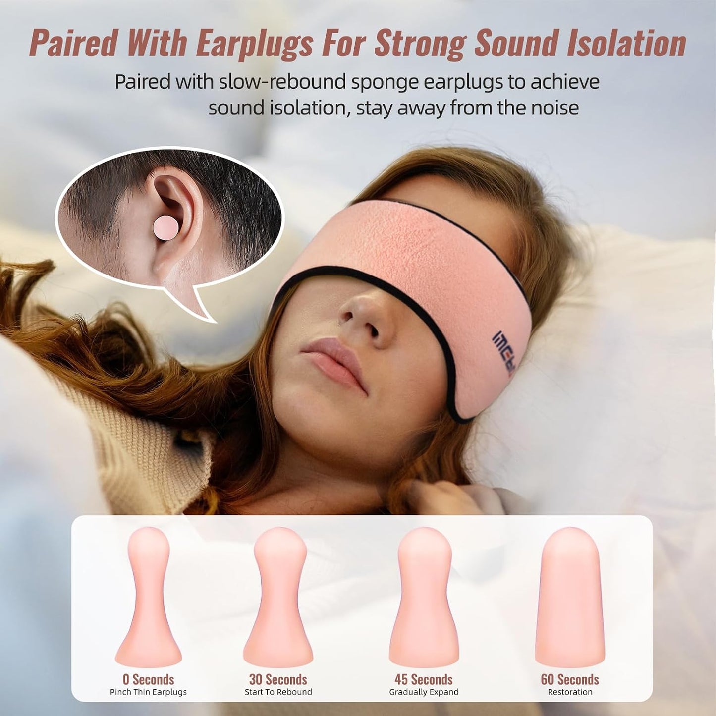 Sleep Mask, Eye Mask for Sleeping with Heads Adjustable, Earmuffs for Sleep for Men & Women, 2 in 1 Ear Mask and Blindfold, Soft Dual-Sided All-Season Eye Cover for Side Sleepers (Black)