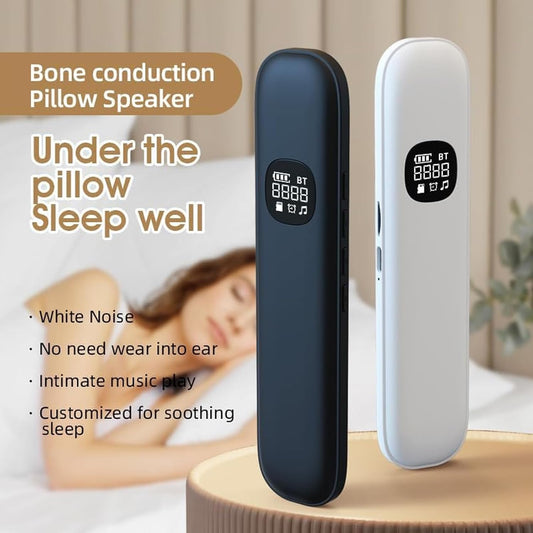 Pillow Speaker for Deep Sleep - Wireless Bluetooth Bone Conduction, Built-in White Noise & Adjustable Timer | TF Card Supported, Ideal for Side Sleepers & Insomniacs, (Black)