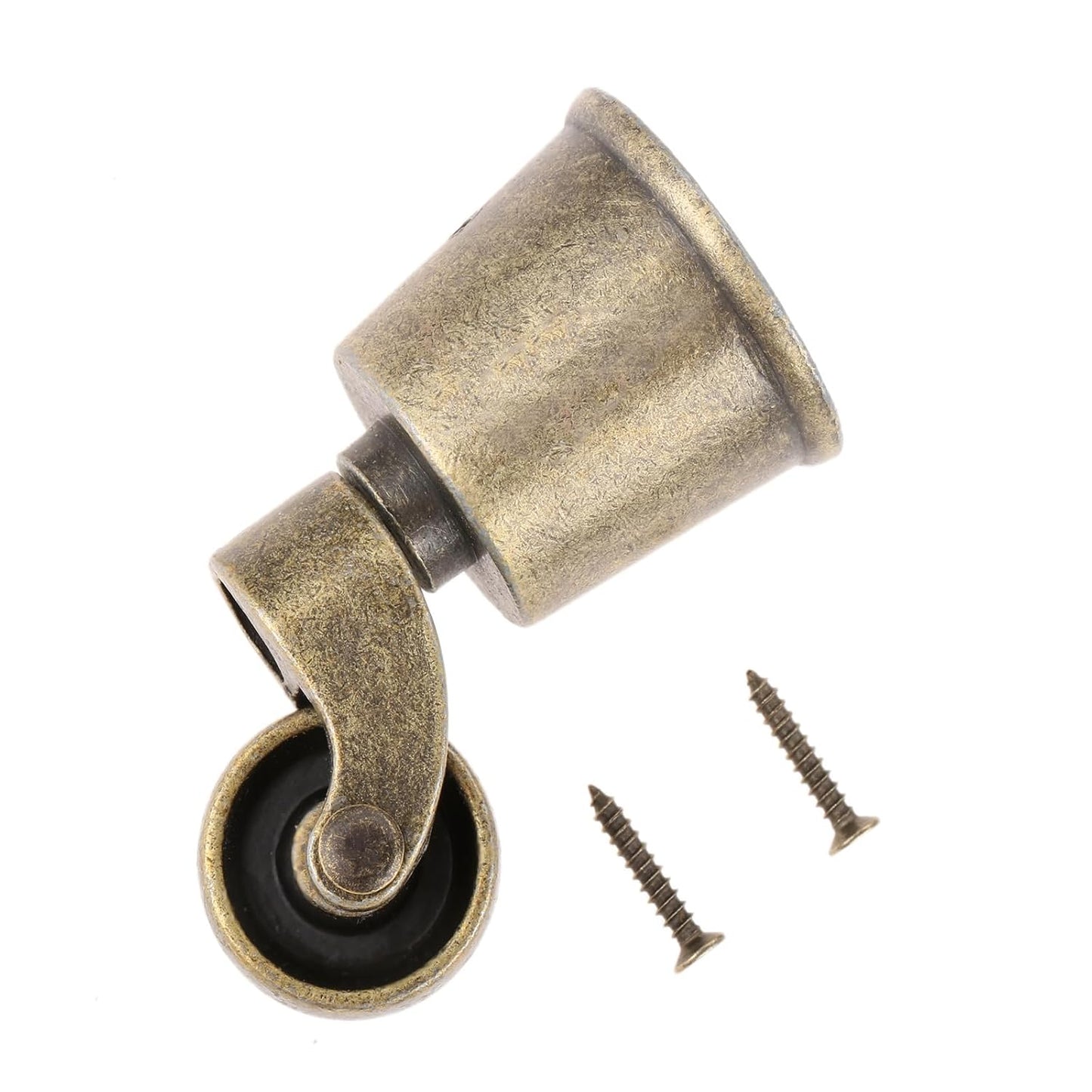 dophee 4Pcs Bronze Swivel Round Cup Caster for 25-30mm/1"-1.18" Wood Legs | Vintage Universal Metal Pulley Wheel Swivel Wheel Caster for Chair Table Sofa Cabinet Furniture Hardware
