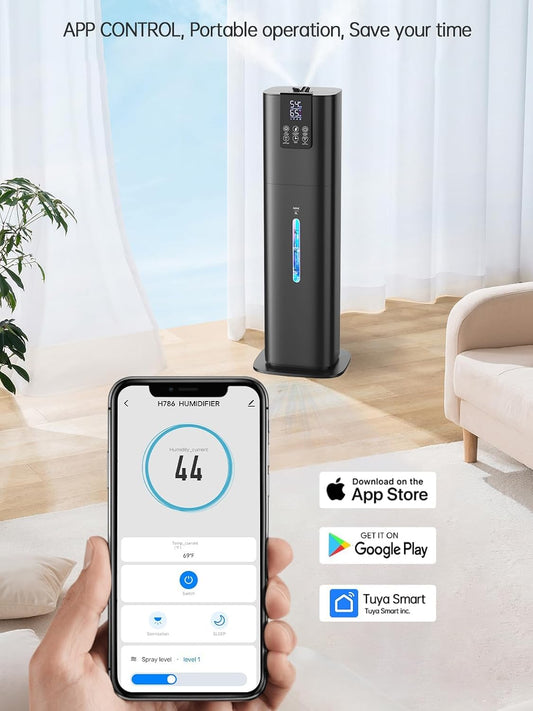 8L Smart Humidifiers for Bedroom Large Room, 2.1Gal Cool Mist Top Fill Diffuser Ambient Light, App & Remote Control, 3 Mist Modes, Quiet Humidifier for Home Office Plant