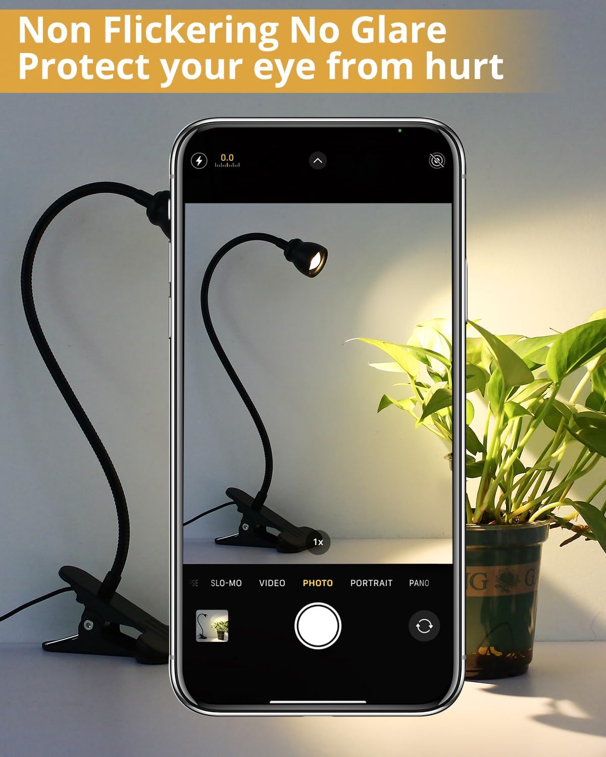 Amber Eye-Caring Book Light for Bed – Adjustable Clip Lamp with Zoomable Lens, Strong Clamp, and Flexible Neck, Ideal for Reading, Studying, and Knitting