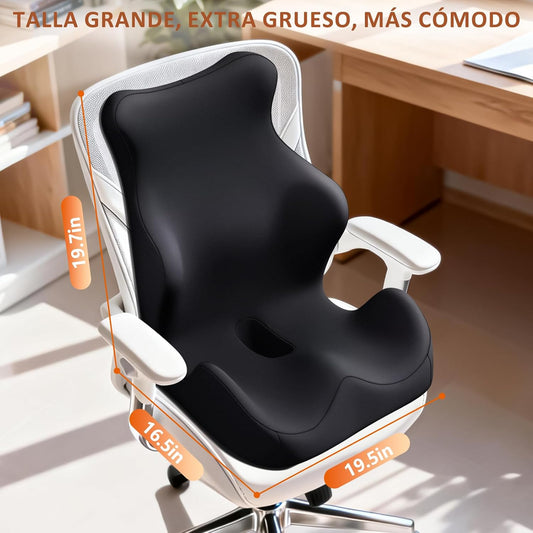 Seat Cushion with Back Support,Lumbar Support Pillow for Office Chair,office chair cushion for Sciatica and Hemorrhoid Relief,Tailbone Pain,Memory Foam Seat Cushion with L-Shaped Ergonomic Design