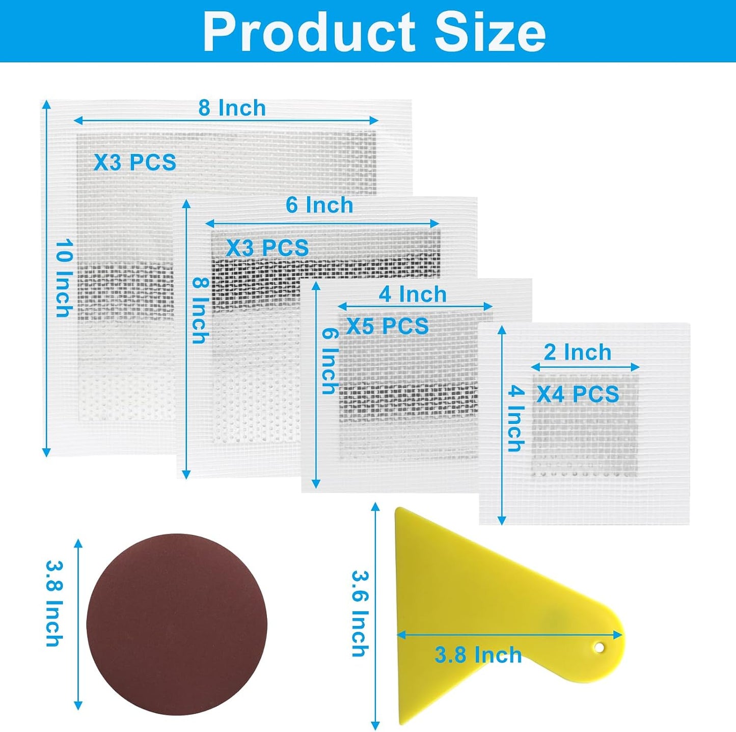 Zorfeter 14 Pack Wall Patch Kit, Multiple Sizes 2/4/6/8 Inch | Aluminum Drywall Repair Patch, Quick & Easy Dry Wall Hole Repair, For Damaged Walls and Ceilings/Homeowners