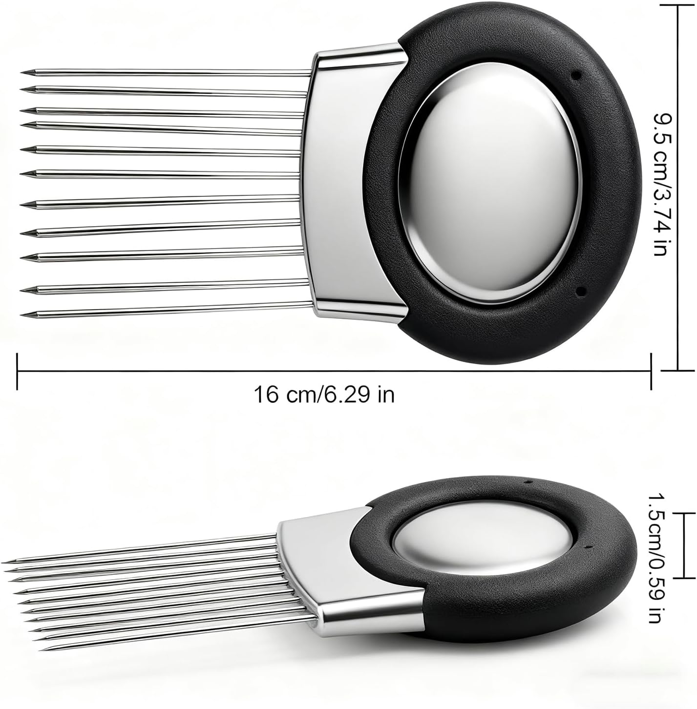 Onion Holder for Slicing, Onion Cutter with Stainless Steel soap Tomato Potato Slicer, Meat Tenderizer Tool, Convenient Grip Food Slicer Assistant, Food Slice Guide for Vegetable Fruit