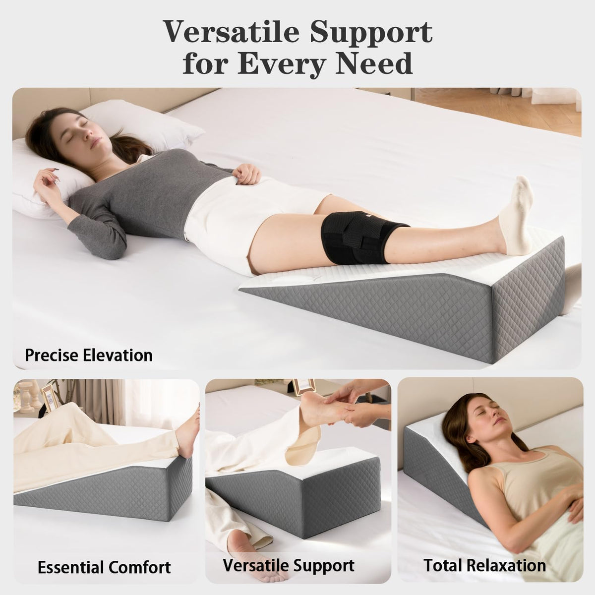 Hapiclody Leg Elevation Pillow for After Surgery – Knee Surgery Recovery Leg Support Pillow with Handle, Designed for Knee Replacement Recovery, Single Leg Elevating Wedge