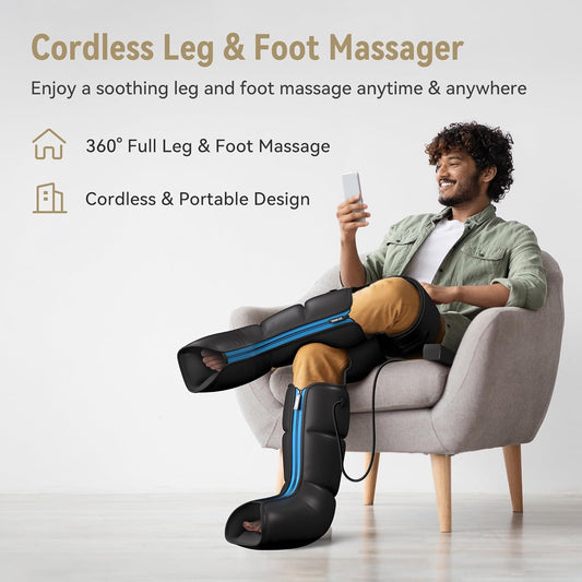 FIT KING Leg Compression Massager with Heat for Circulation and Pain Relief | FSA-HSA, Full Leg & Foot Massage for Swelling Edema RLS, Pressure Sensor, LCD Display, 3 Modes & Levels,Gift for Dad Mom Wife