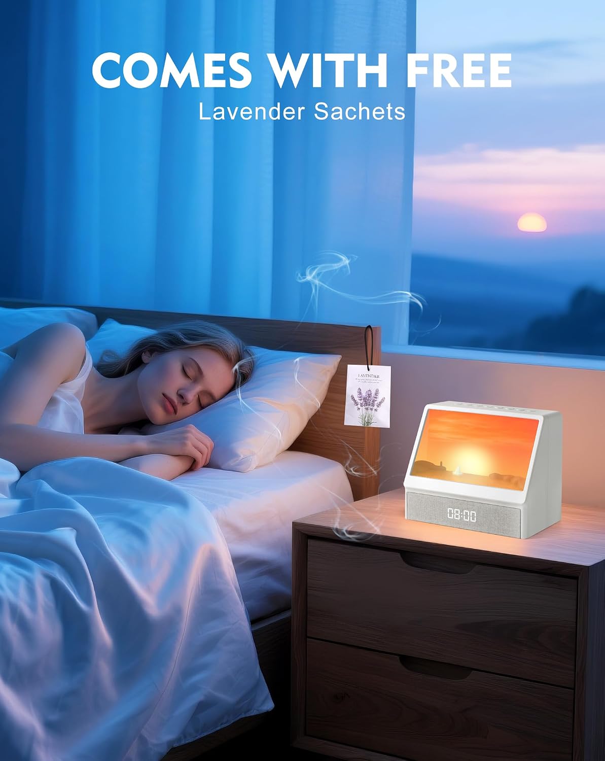 Sunrise Alarm Clock with Sound Machine, Sunlight Alarm Clock with 10 Scene Simulations for Sleep, 12 White Noise Sound Machine with Bluetooth Speaker