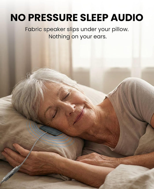 Avantree Slumber Mini - Wired Pillow Speaker for Sleeping | Soft Bedtime Audio, No Charging Needed, In-Line Volume Control, USB-C & AUX, Sleep Audio for Podcasts & Audiobooks