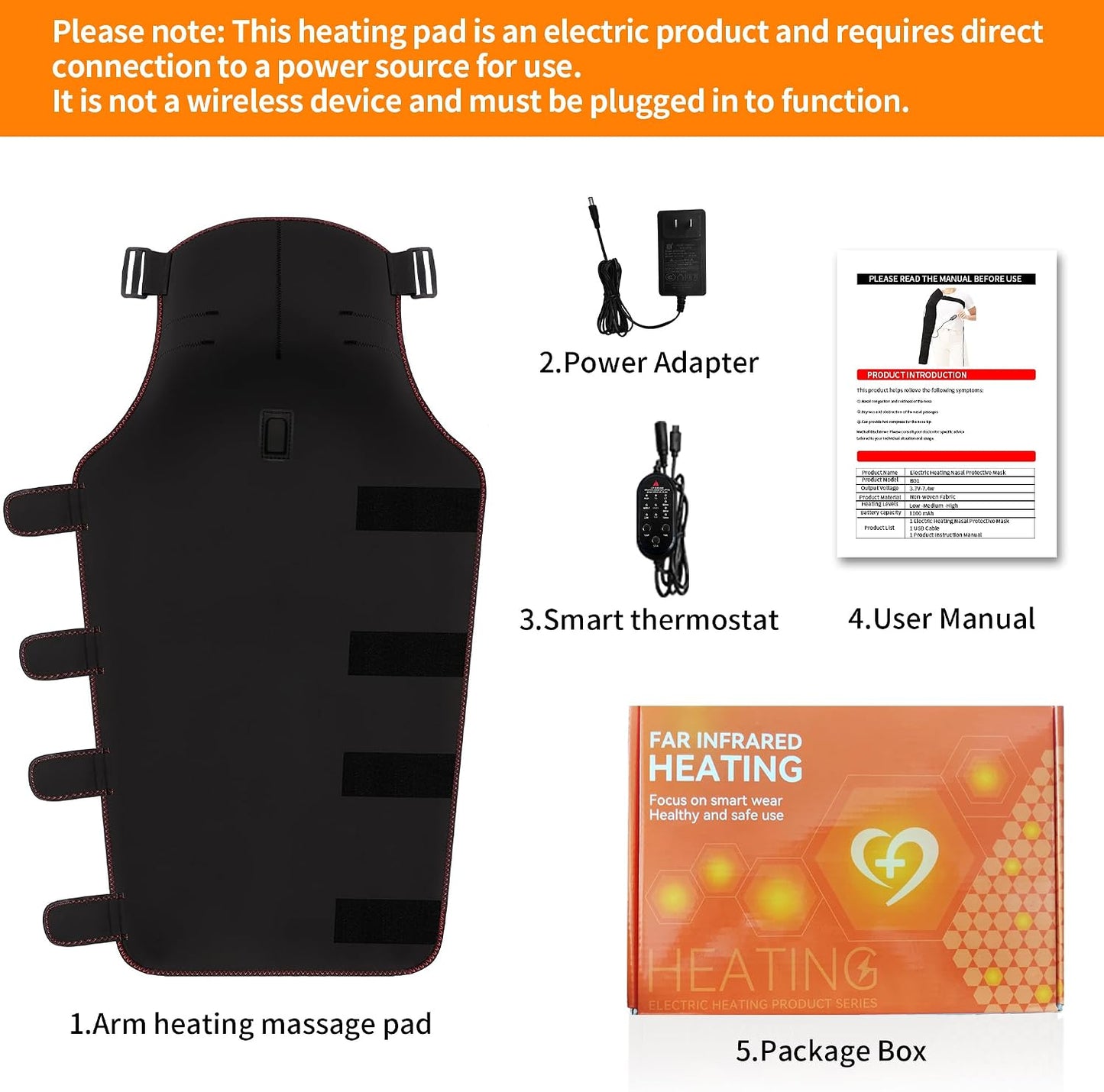 Shoulder Arm Massage Heating Pad for Pain Relief, Ultra Long Heated Elbow Heating Pad with 3 Vibration and Heat Settings, Heated Shoulder Wrap for Frozen Shoulder