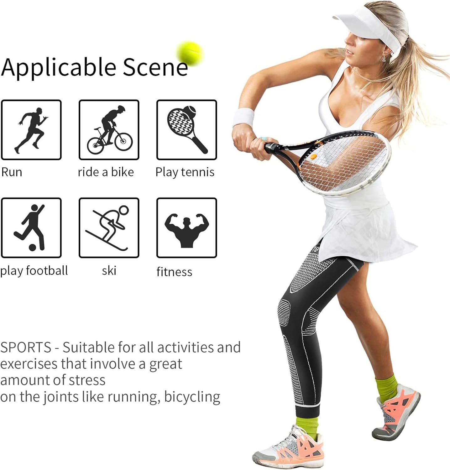 Full Leg Sleeves Long Compression Leg Sleeve Knee Sleeves Protect Leg, for Man Women Basketball, Arthritis Cycling Sport