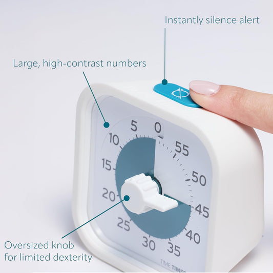 Time Timer® Personal 60-Minute Visual Countdown Timer – Large Numbers, Easy-Turn Knob, Adjustable Alert for Focus, Routines & Daily Time Management