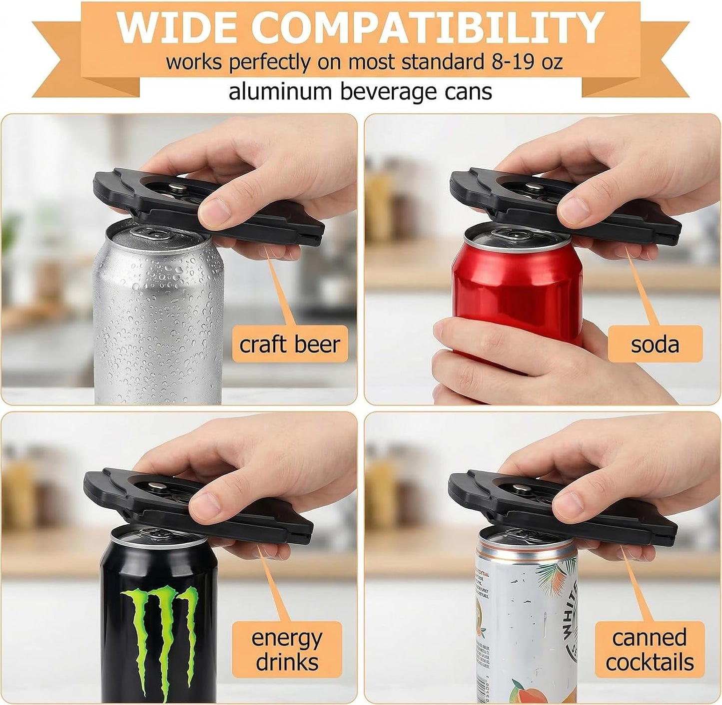 Draft Top Beer Can Opener and Soda Can Lid Remover | Remove beer and soda can lids effortlessly with this 2-pack, smooth-edge topless beverage can opener tool.