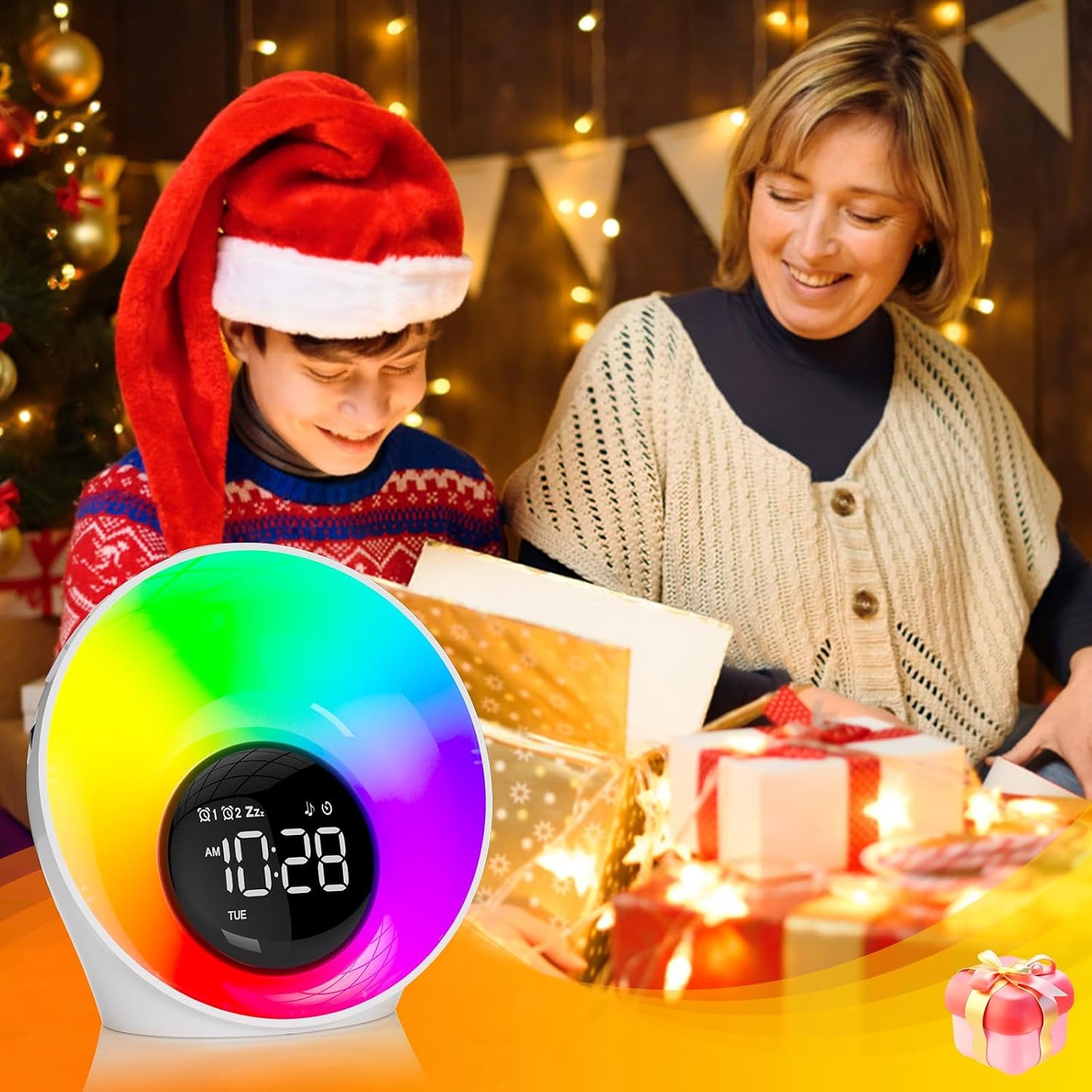 Wake Up Light Sunrise Alarm Clock, White Noise Sleep Sound Machine | 30 Soothing Sounds, Night Lights, Dual Alarms, Snooze, Timer, Bedside Lamp, Christmas Gift for Women, Kids, Heavy Sleepers