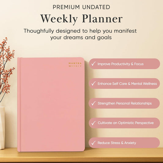 2026 Planner, Daily Journal & Gratitude Journal All-In-One with To Do List, Self Care Prompts & Habit Tracker - 7 x 10 - Pink
