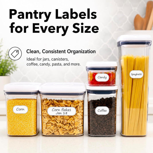 CHUBBIEE Waterproof Kitchen Labels for OXO POP Containers, 64-Pack, 2 Sizes