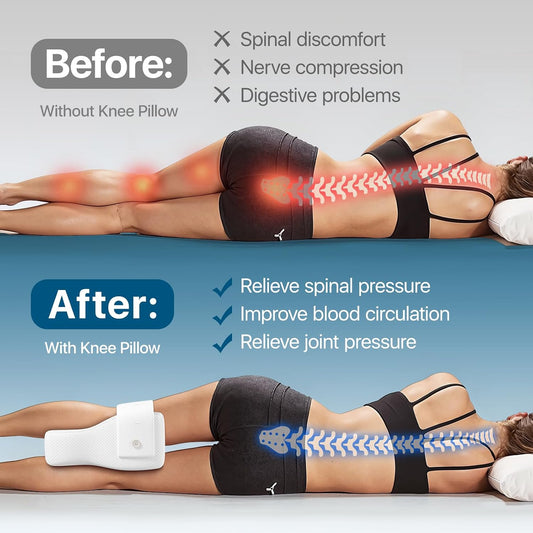 Knee Pillow for Side Sleepers, Large Comfortable Memory Foam Leg Pillow for Side Sleeping, Adjustable Strap, Pillow Sleeping Between Legs Aligns Spine, Relief for Sciatica, Back, HIPS, Knees, Joints