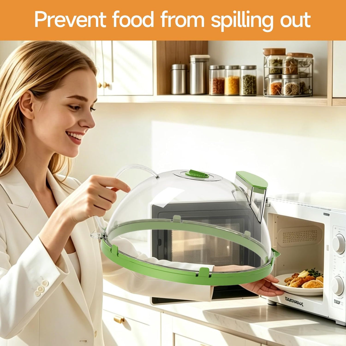 10" Microwave Splatter Cover with Water Steamer, Microwave Cover for Food, Dome Splatter Guard with Hanging Hole, Easy Clean & Space Saving Hanging Design, Grey
