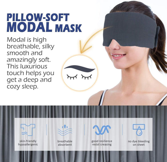 Mavogel Full Coverage Sleep Mask for Sleeping, Light Blocking Eye Mask | Adjustable Closure, Ultra Soft Breathable Modal Eye Cover for Women Men, Pressure-Free for Travel, Nap & Shift Work