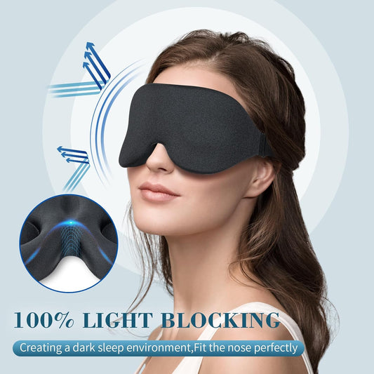 ZGGCD Sleep Mask for Side Sleeper, Light Blocking Eye Mask for Women Men | 3D Contoured Night Blindfold, Luxury Sleeping Eye Cover, Adjustable Strap, Eyeshade for Travel Nap, Flight Essentials, Black