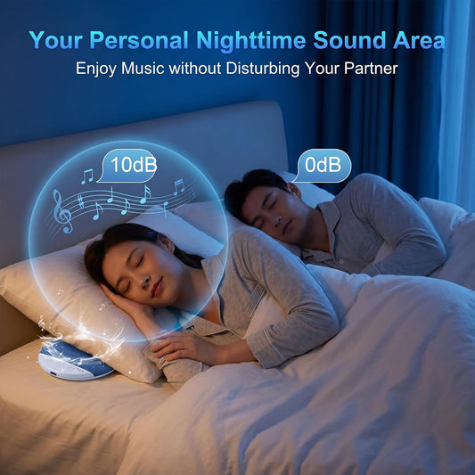 Under Pillow Speaker for Sleeping with Bluetooth, White Noise 11mm | Sleep Pillow Speaker, 30/60/90s Timer & 3 White Noise, 10H Playtime, USB Rechargeable, Adjustable Volume, for Home & Travel