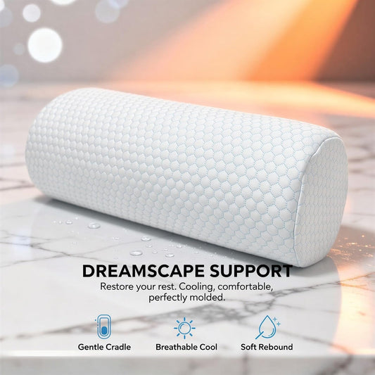 2 Pcs Neck Roll Pillows, Round Cooling Cervical Bolster Pillows, Memory Foam Cylinder Support Cushions with Washable Cover for Sleeping, Travel, Office, 15.7 x 5.9