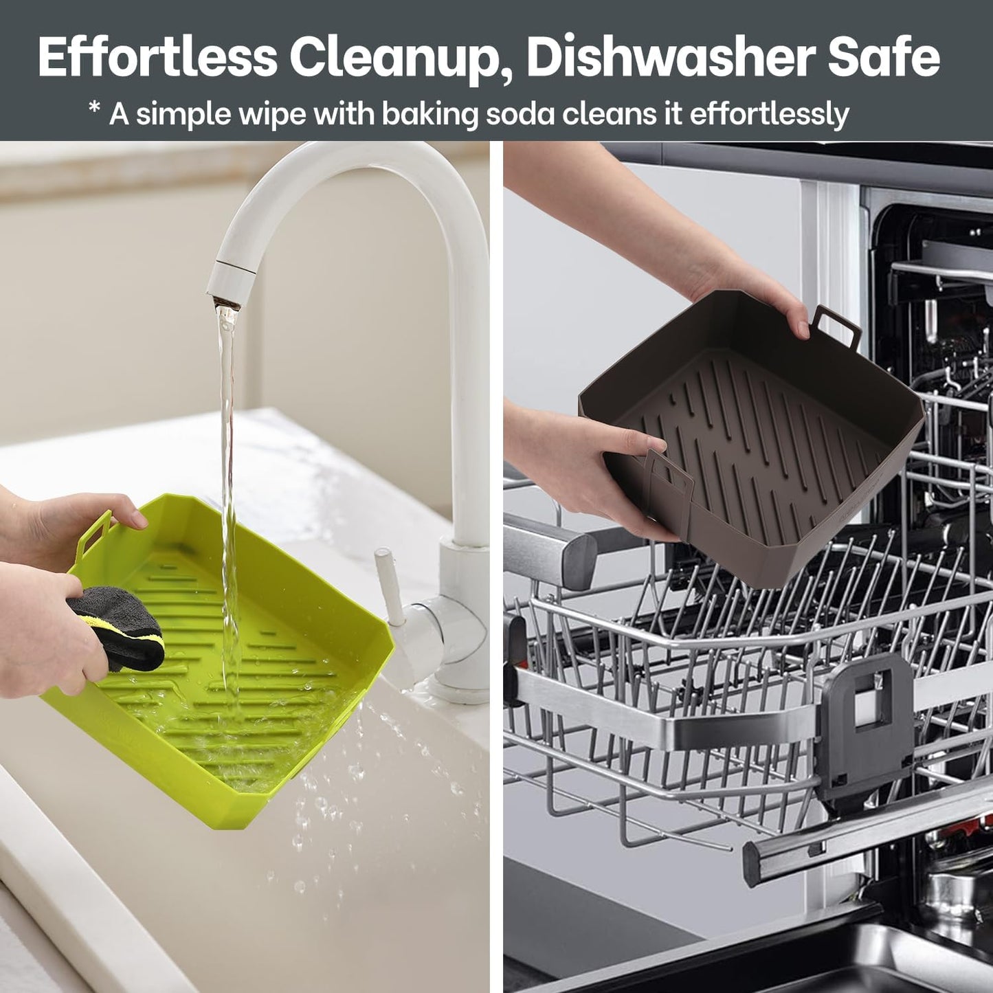 Air Fryer Silicone Liners 4QT For Ninja AF101, 2 Pack BPA Free Platinum Air Fryer Basket Liners with Handle, Round Reusable Liner Ninja Fryer Accessories, Upgrade