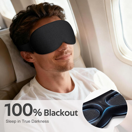 Vynix® Sleep Mask for Men Women - 100% Blackout Eye Masks for Sleep - 3D Soft Sleeping Mask for Side Sleepers - Zero Pressure Lash Extensions Eye Cover Shade for Airplane Travel Essentials, Blue