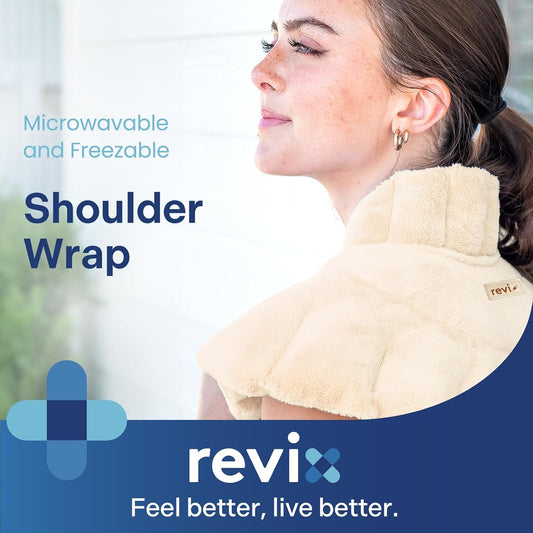 REVIX Microwave Heating Pad for Neck and Shoulders Back, Microwavable Heated Neck Wrap Warmer with Moist Heat, Lavender Aromatherapy Hot and Cold Pack
