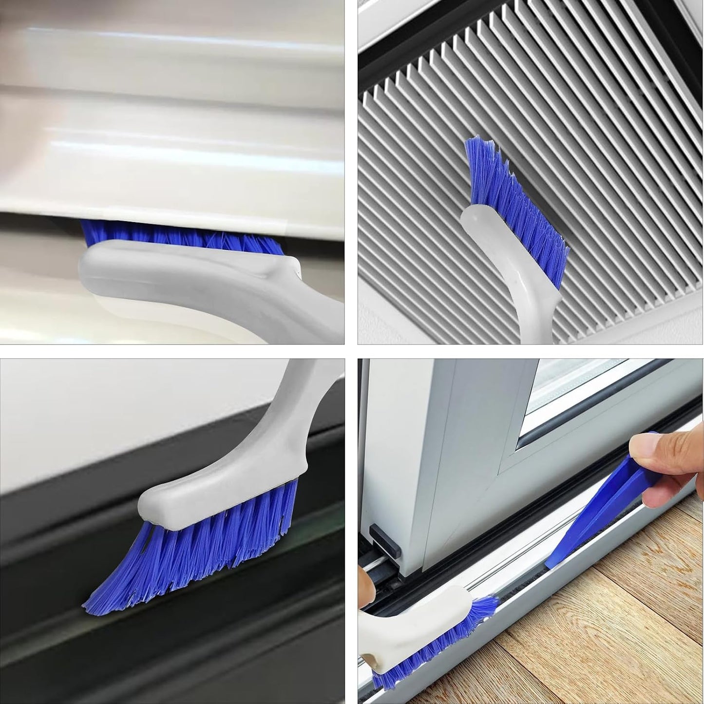 Asltw Swan Neck Cleaning Brush Set, 3 Angled Handle Scrub Brushes + 1 Crevice Brush for Window Tracks, Grout, Corners and Tight Spaces, Firm Bristles for Deep Cleaning in Kitchen and Bathroom